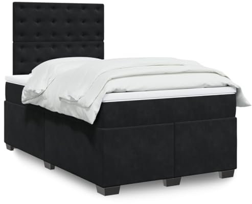 CFODOJ Betten & Zubehör, Betten & Gestelle, Casa-Boxspringbett mit Matratze Schwarz 120x200 cm Samt