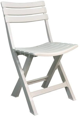 Sicignano | Sedia Pieghevole Bianca, Leggera e Comoda per Interni ed Esterni, 44x41x78 cm, Polipropilene - Giardino Balcone Terrazzo Spiaggia (1)