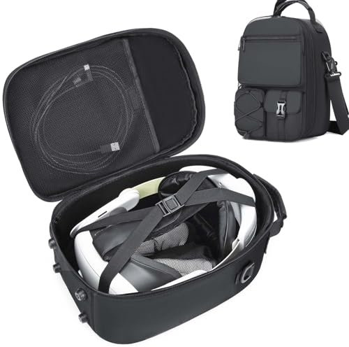 FRETHIND Tragetasche für Meta Quest 3/3S/Oculus Quest 2 mit Verstellbaren Riemen, Reisen Lagerung Bag Bietet Platz für Batterien, Controller, Headsets und Anderes VR-Zubehör (Schwarz)