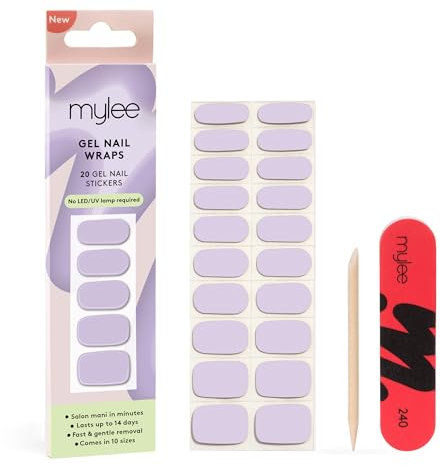 Mylee Gel Nail Wraps [Quite Delightful] – 10 Pre-Cured Gel Stickers for Instant Mani – No Lamp Needed, Chip-Resistant, Glossy Finish, Lasts Up to 14 Days – Easy to Apply, Vegan & Cruelty-Free