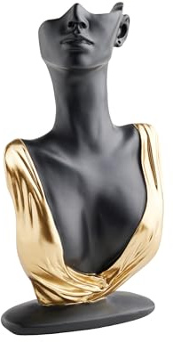 home&you - Figur Wanita, Dekofigur, Skulptur, Wohnaccessoires, Dekoration Wohnzimmer, Schlafzimmer, Büro, Flur, Modern, Ästhetik, Goldene Akzente, Polyresin, 33x18x10cm - Schwarz