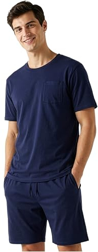 Get Trend Pigiama Uomo Corto Cotone Leggero, M-5XL, Completo Estivo 2 Pezzi con Maglietta Manica Corta e Pantaloncini, Regali per Lui