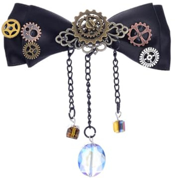 minkissy Haarspange Elegante Entenschnabel Haarspange Steampunk mit Schleife Schwarze aus Legierung und Stoff für Party und Besondere Anlässe