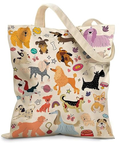 Nymora Hundetaschen-Set: Hundemotive Tote Bag, Geschenk für Hundeliebhaber & Tierfreunde - Wiederverwendbare Einkaufstasche für Schule, Arbeit, Strand