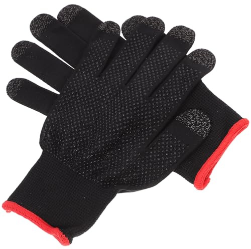 TOPPERFUN 1 Pair Finger Gaming Gloves Gamer Gloves for Men Women Breathable Anti-sweat Silver Fiber Spandex Unique Design 8.25x3.54x0.08in Black Mobile Gaming