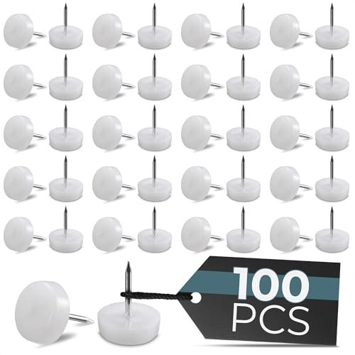 100 Pcs Plastic Furniture Feet – 0.8x0.7 Nail On Furniture Glides – Durable, Easy to Install, Low-Profile, Smooth Gliding – Nail in Chair Leg Floor Protectors Prevents Scratches, Dents for Daily Use