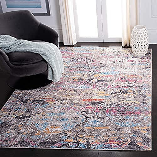 SAFAVIEH Traditionell Teppich für Wohnzimmer, Esszimmer, Schlafzimmer - Bristol Collection, Kurzer Flor, Grau und Blau, 244 X 305 cm