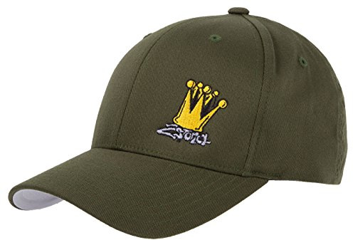 2Stoned Flexfit Cap Classic Fullcap Oliv mit Stick Crown Kindergröße Youth (53cm - 55cm) für Jungen und Mädchen