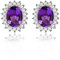 Uloveido Schöne Diana Princess Kate Middleton Frauen Reine 925 Sterling Silber Oval Cut Natürliche Amethyst Lila Kristall Stud Drop Hochzeit Ohrringe CR002