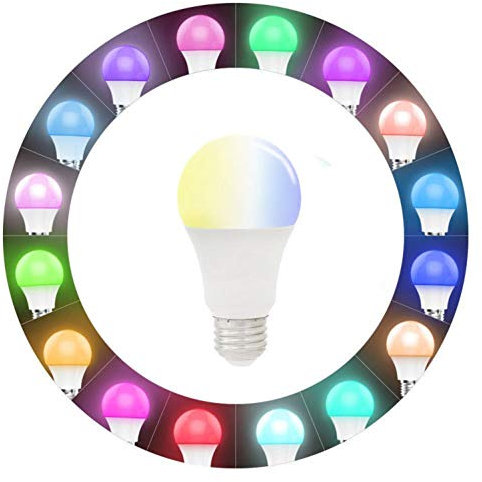 Squaredo - Lampadina LED Smart WiFi, 10 W (equivalente a 100 W) RGB dimmerabile multicolore, compatibile con Alexa e Google Home, con adattatore da B15 a E27