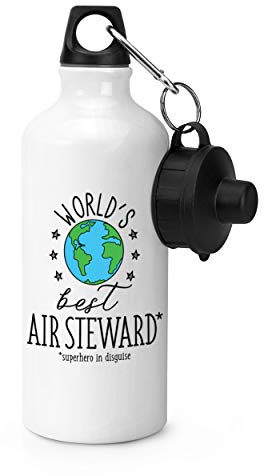 Gift Base World's Beste Luft Steward Sport Flasche Wasser Fitness 600ml Weiß