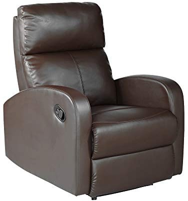 MOMMA HOME - Relaxsessel mit Liegefunktion - Modell Tavira - Farbe Braun - Maße 71 x 93 x 102 cm - Polsterung aus Naturleder - Metallstruktur - Manueller Handhebel