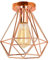 iDEGU Vintage Pendant Light Industrial Metal Cage Diamond Lamp Shape E27 Ceiling Light Fixture for Bedroom, Cafe, Bar, Restaurant, Kitchen, Rose Gold (20cm)