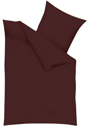 Traumschlaf Feinbiber Bettwäsche Uni – Warme Winterbettwäsche aus 100% Baumwolle – kuschelig angeraut, atmungsaktiv & hautfreundlich – mit Reißverschluss – 200x220 cm + 2X 40x80 cm, Nougat