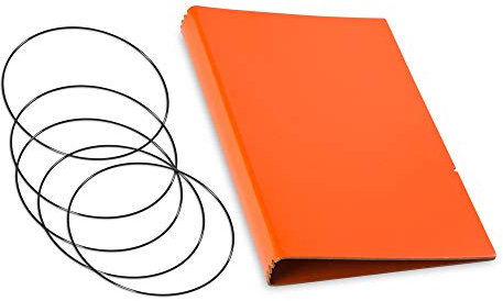 A5, revolutionäres, nachhaltiges X17-Konzept für Notizbuch Personal Organizer und Terminplaner/Hülle für 4 Hefte! Recyceltes Leder, orange, Made in Germany,17 Jahre Garantie*