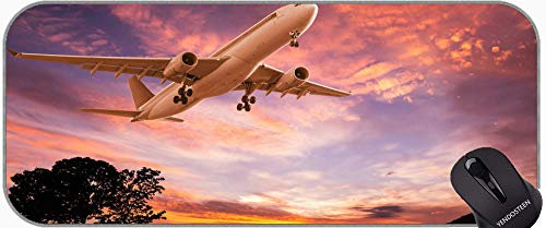 YENDOSTEEN XXL Tappetini per mouse di grandi dimensioni, aereo passeggeri Sky Sunset Airplane Gaming Mouse tappetino