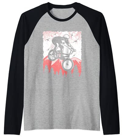 Retro BMX Rad Biker MTB Freestyle Stunt Fahrer Raglan