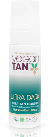 VeganTan Ultra Dark Self Tan Mousse Long-Lasting Streak-Free Fake Tan 150ml | Dark Self Tan Mousse For A Streak-Free, Long-Lasting Sun-Kissed Glow With Vegan Hydration.