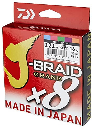 Daiwa J-Braid Grand x8E, 300m, Mehrfarbig, Geflochtene Angelschnur