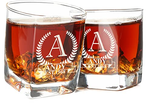 2 pezzi. Bicchiere Whisky Personalizzato Set di 2, Whiskey Tumbler Glass dimensioni 250ml