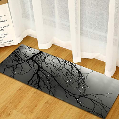 Morbuy Personalisierte Fußmatte Rutschfester Türvorleger mit 3D Pflanzendruck, Schmutzfangmatte Waschbar Fussmatte Innen Badteppiche (40x120cm,Tote Äste)