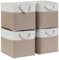 Mangata Cube Storage Boxes 30x30x30cm, Fabric Storage Basket for Cupboards, Shelves, Closet, Light Khaki White (Collapsible, 4 Pack)