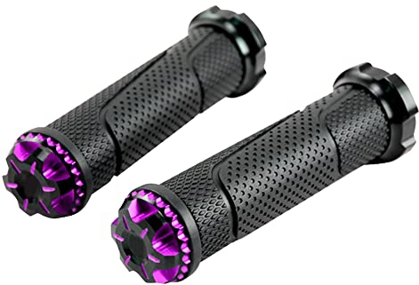 2 Stück Motorrad Lenkergriffe,MoreChioce Universal Rutschfeste Motorradgriffe Aluminiumlegierung Motorrad Lenkergriffe Abdeckungen Lenker Griffe für Motorradlenker in 2,1cm / 2,4cm,Lila