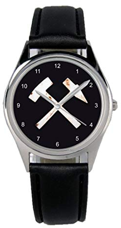KIESENBERG Armbanduhr Ruhrpott Zeche Bergmann Geschenk Artikel Idee Fan Damen Herren Unisex Analog Quartz Lederarmband Uhr 36mm Durchmesser B-20546