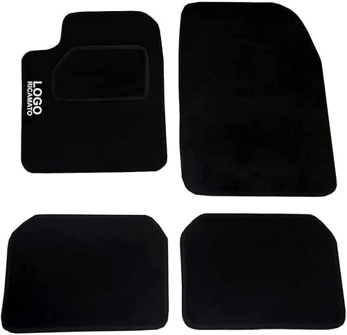 Rebeca Shop® Tapis de voiture compatibles pour 207 en moquette noire | Tapis adaptables | Logo brodé seuil de porte renforcé