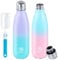 BOGI 2 Pack Insulated Water Bottle - 750ml Stainless Steel, Leakproof Metal Bottle Keep Drink Hot & Cold for Girls Kids With Cleaning Brush (Spink+PMint)