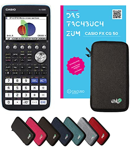 Casio fx-CG50 inkl. Schutztasche Dunkelgrau & Fachbuch (92 Seiten, DIN A4) – Grafikrechner – Smart Set