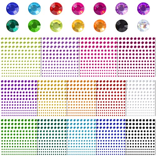 2310 Stück Glitzersteine Gesicht, 14 Blätter Glitzersteine Selbstklebend, Glitzer Steine zum Aufkleben, Rhinestones für Gesichts Make Up, Nail Art und Festival Zubehör Mehrfarbig