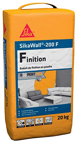 SIKA - SikaWall-200 F, Revestimiento de alisado y acabado en polvo a base de yeso, ideal para paredes y techos interiores, grosor fino 0,6-1mm, bolsa de 20kg, color blanco