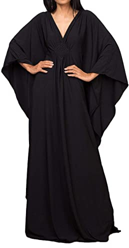 JFAN Strandklänning kaftan, dam, v-ringad kaftan, maxi, bohemisk, lång, stor storlek, baddräkt, strand, kaftan
