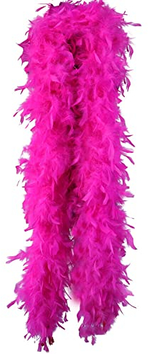 URFEDA Federboa Rosa Federdichten,200CM Flauschige Turkey-Federboa zum Basteln, Federboa Boa Kostümzubehör, Feder Schal, Karneval Boa, Federstola Federschal Damen Mädchen Karnevals Kostüm Accessoire