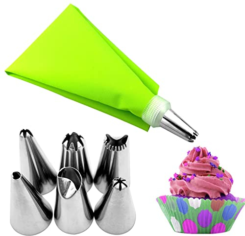 Suggerimenti per tubazioni | Sacchetto per tubazioni e ugelli per glassa | Utensili da Forno con accoppiatore per glassare Biscotti, Pasticceria, Cupcake, Kit per Decorare Torte