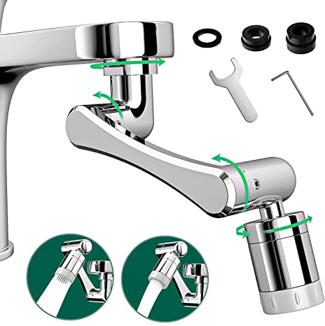 1440° Drehbarer Wasserhahn Aufsatz, ROSYNEY 1080° Grad Drehbarer Multifunktionaler Verlängerungshahn (Aktualisierte Version), 1080° Wasserhahn-Strahlregler, 2 Modi M20/M22/M24(G1/2, 55/64″, 15/16″)