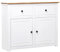 FIRBNUS Beistelltisch 93x40x80 cm mit 2 Schubladen Sideboard Aufbewahrungsschrank für Wohnzimmer Schrank Anrichte Kommode Kiefernholz Panama Weiß und Natürliche Holzfarbe Schubladenschrank