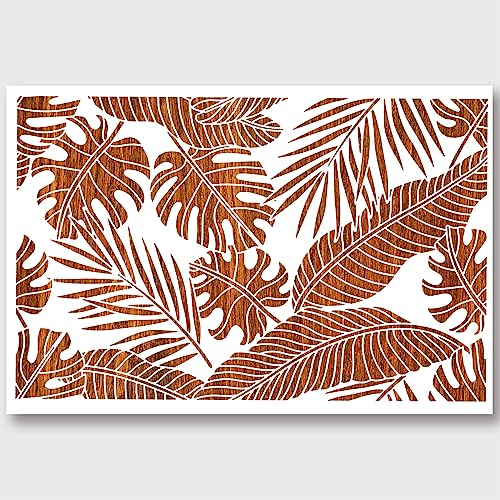 NBEADS Tropische Blätter Schablone 60x40cm, Wiederverwendbare PET-Pflanzen-Malvorlagen DIY-Kunst Handwerk Malerei Wandschablonen Zum Malen Auf Holz Leinwand Papier Möbelwand