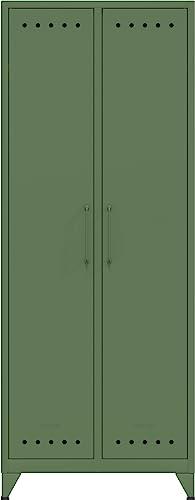 Bisley Fern Maxi Kleiderschrank aus Metall | Metallschrank im Retro-Instustrial Design in olivgrün