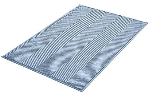 Kleine Wolke Badteppich Zigzag Hellblau 60 x 90 cm | OEKO-TEX zertifiziert, besonders weich, rutschhemmende Unterseite, für Fußbodenheizung, maschinenwaschbar, 100% Polyester