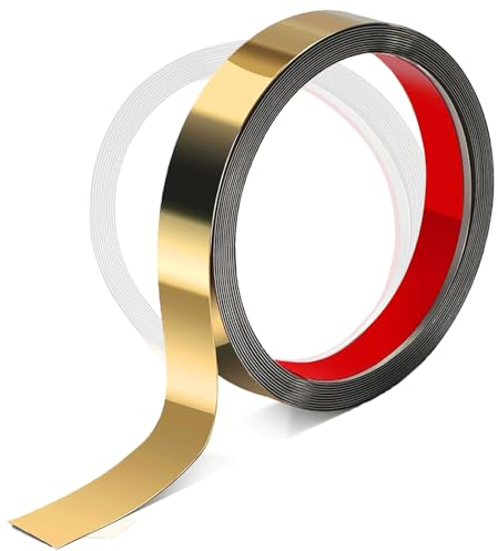 SVUPUE Moulure Murale, Stick Moulure Flexible Auto Adhésive, 5m x 2cm, pour la Décoration des Chambres et des Salons, Effet Miroir, Or
