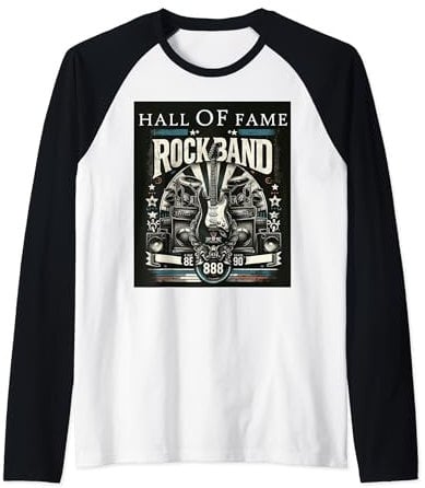 Hall of Fame Rockband Music Rocker Guitars Drums Raglan