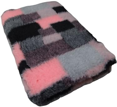 Krambambulishop.de Vet-Bed Softbed Dry-Bed Hundebett Hundedecke Vetbed Trockenbett rutschfest 30mm (Patchwork Rosa/Grau, 160cm x 100cm)