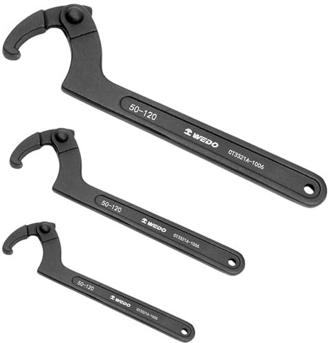 WEDO 3 Piezas Juego de Llave de Gancho Ajustable 19 a 50mm y 50 a 120mm y 32 a 75mm,40CRV,Llave de Amortiguador para Moto,Alta Resistencia, Resistencia al Desgaste, Pulverización Negra en Superficie