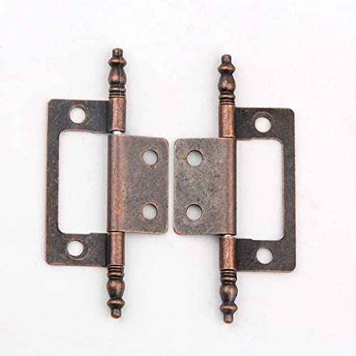 CZDIQXVF Antikes 4-Loch-Dekor, einseitiges Scharnier, 2 Stück, Verschachtelungsseite, Rotbronze, Schranktür, Gepäck, Eisenscharnier