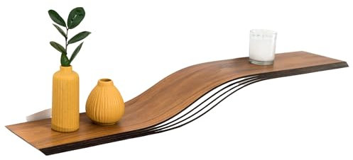 Schwebende Regale mit versteckter Halterung, Wandregal mit weißem Dekor, moderne Möbel aus Naturholz, geometrisches Holzregal als Büro, Badezimmer, Aufbewahrung, Schlafzimmer, Wanddekoration (Walnuss,