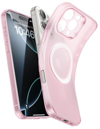 ESR für iPhone 16 Pro Hülle, kompatibel mit MagSafe, Kameraschutz, stoßfeste dünne Hülle, widersteht Vergilbung und Kratzern, magnetische Handyhülle für iPhone 16 Pro, Rosa