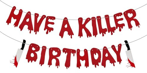 Killer Birthday & Halloween Banner - Bloody Zombie Party Decorations (Red)