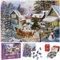 2024 Christmas Jigsaw Puzzles for Adults KAMEUN Xmas Advent Calendar Puzzles 1008Pcs in 24 Boxes 24 Days Countdown Gifts for Kids Home Wall Decor - Peaceful Snowy Christmas Sunset (C)